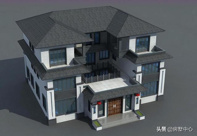 結(jié)合新中式和歐式風格的別墅設(shè)計圖，簡潔大方，古典淡雅