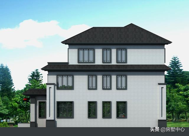 結(jié)合新中式和歐式風格的別墅設(shè)計圖，簡潔大方，古典淡雅