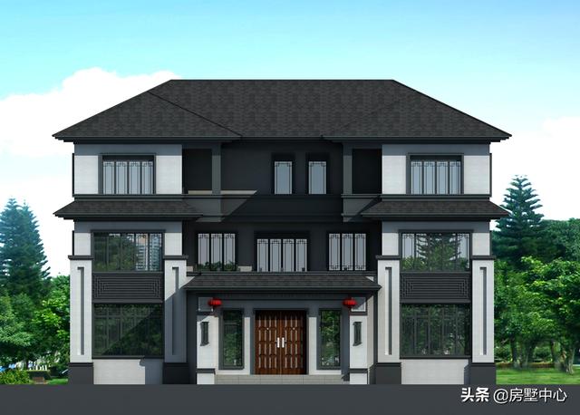 結(jié)合新中式和歐式風格的別墅設(shè)計圖，簡潔大方，古典淡雅