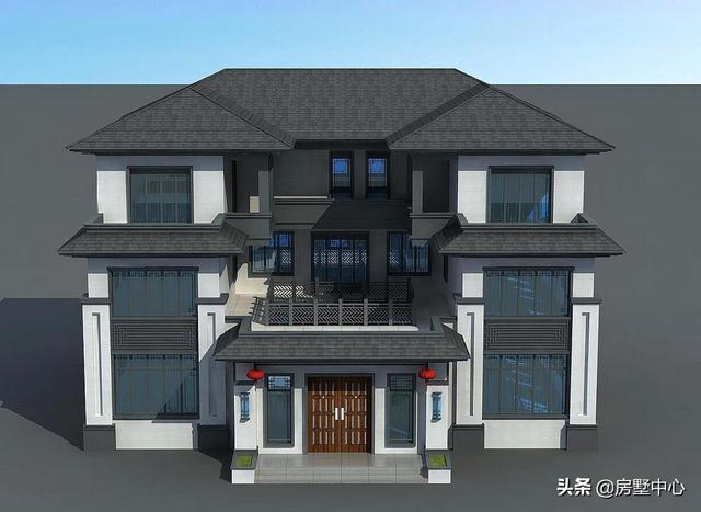 結(jié)合新中式和歐式風格的別墅設(shè)計圖，簡潔大方，古典淡雅