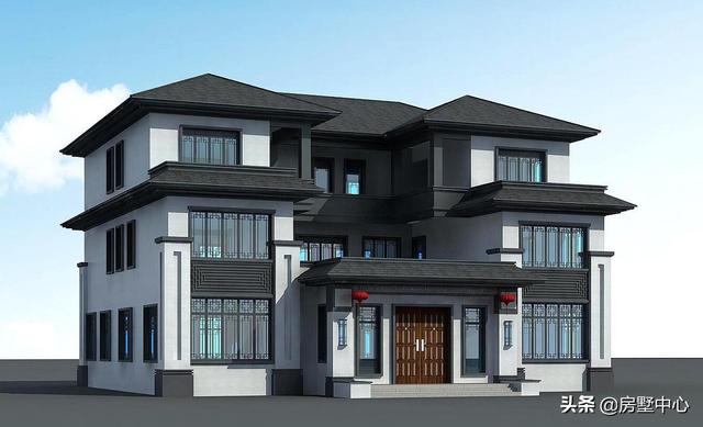 結(jié)合新中式和歐式風格的別墅設(shè)計圖，簡潔大方，古典淡雅