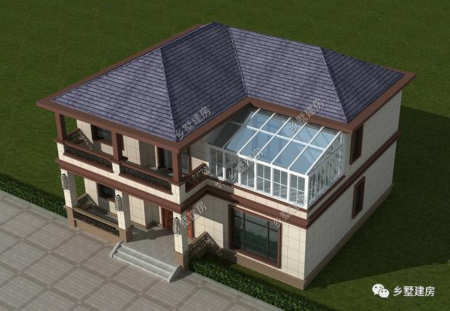 新中式二層別墅設計圖，4套房+陽光房，21萬輕松享受多彩農(nóng)村生活！
