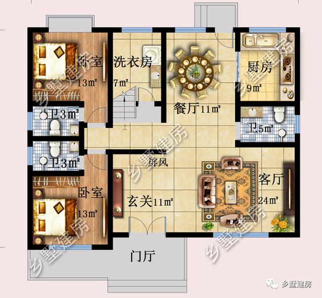 新中式二層別墅設計圖，4套房+陽光房，21萬輕松享受多彩農(nóng)村生活！