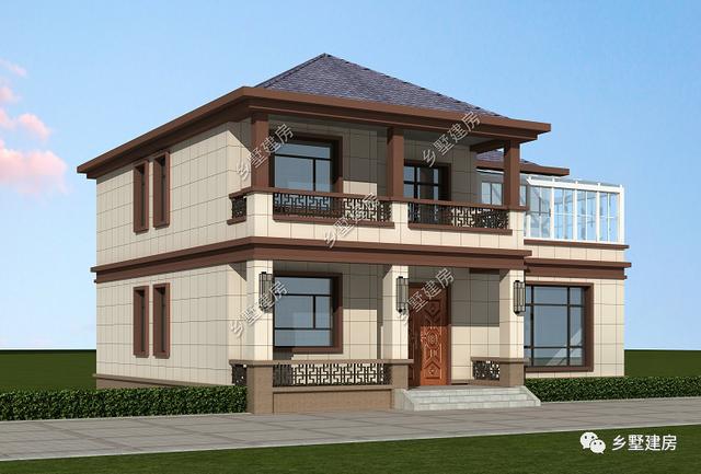 新中式二層別墅設計圖，4套房+陽光房，21萬輕松享受多彩農(nóng)村生活！