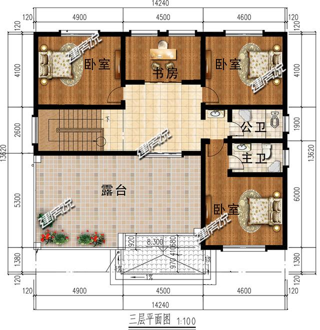 我有一棟漂亮的中式別墅設計圖，要和你分享，圖紙收藏開春就建房