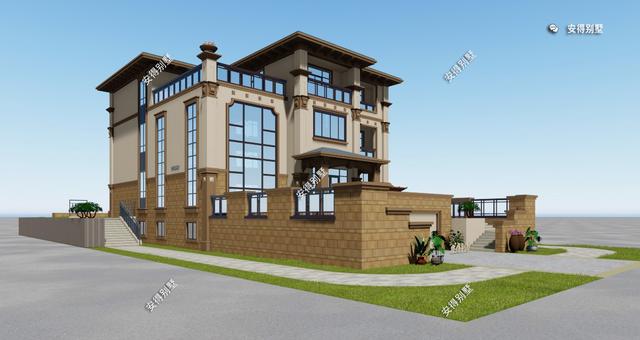 歐式別墅設(shè)計(jì)圖，這款解決了地勢高差問題的，好看實(shí)用簡直帥呆了！