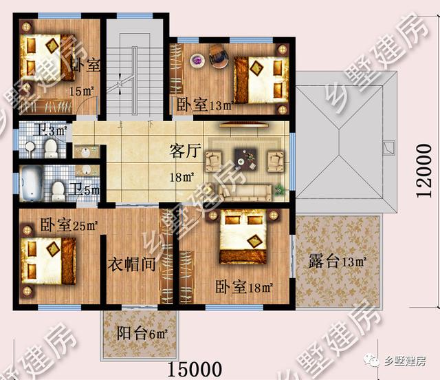 農(nóng)村三層自建別墅設(shè)計(jì)圖，車庫+套房+雙露臺，從此開啟品質(zhì)幸福生活！