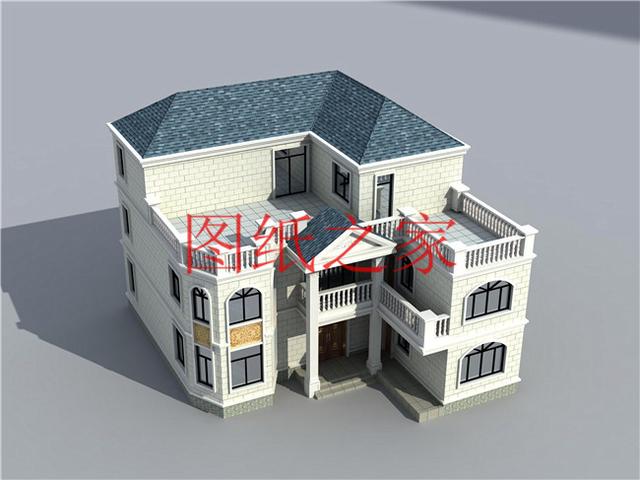 開間15米的三層別墅設(shè)計圖，美觀大氣、舒適實用，造價50萬左右！