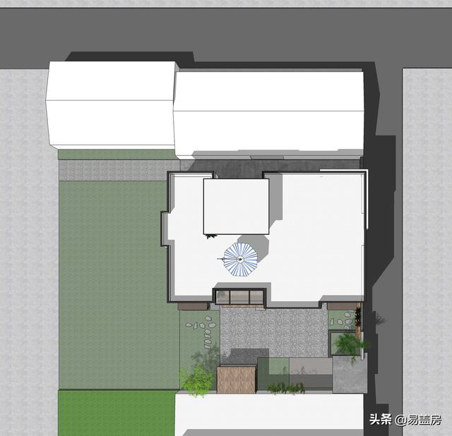 農(nóng)村別墅設(shè)計(jì)圖，平屋頂帶庭院，北京現(xiàn)代小院通透開(kāi)闊，老人都稱贊