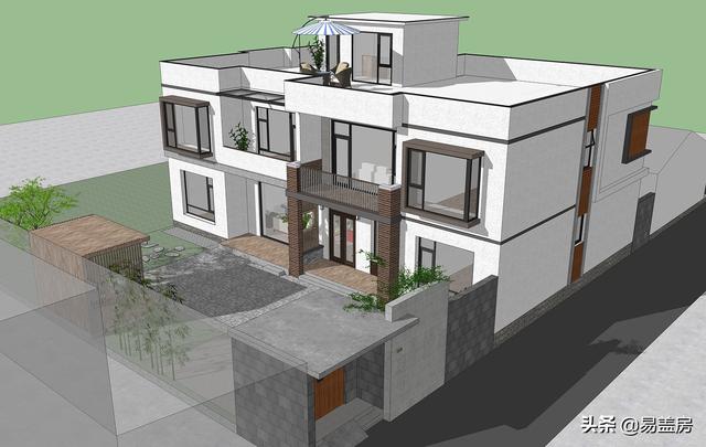 農(nóng)村別墅設(shè)計(jì)圖，平屋頂帶庭院，北京現(xiàn)代小院通透開(kāi)闊，老人都稱贊