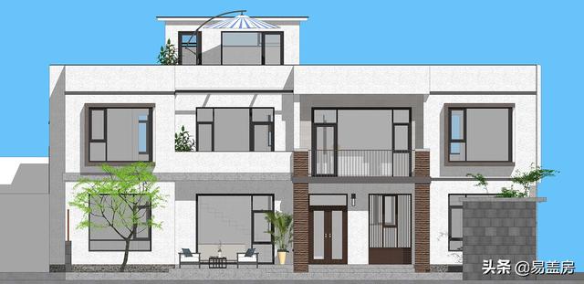 農(nóng)村別墅設(shè)計(jì)圖，平屋頂帶庭院，北京現(xiàn)代小院通透開(kāi)闊，老人都稱贊