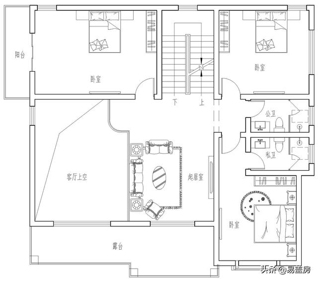 河南農村大氣新中式別墅設計圖，3露臺7臥室庭院實用，60萬建成村內最美