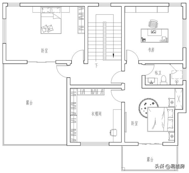 河南農村大氣新中式別墅設計圖，3露臺7臥室庭院實用，60萬建成村內最美