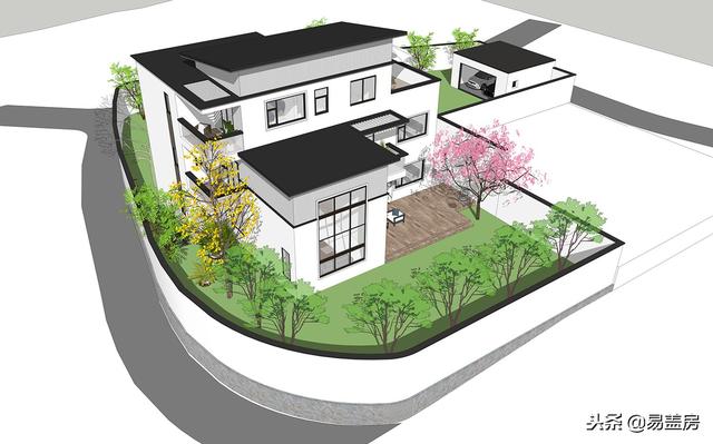 現(xiàn)代別墅設(shè)計(jì)圖，56萬帶車庫佛堂，開敞設(shè)計(jì)大氣十足，還有屋頂隔熱！