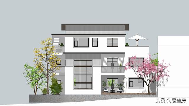 現(xiàn)代別墅設(shè)計(jì)圖，56萬帶車庫佛堂，開敞設(shè)計(jì)大氣十足，還有屋頂隔熱！