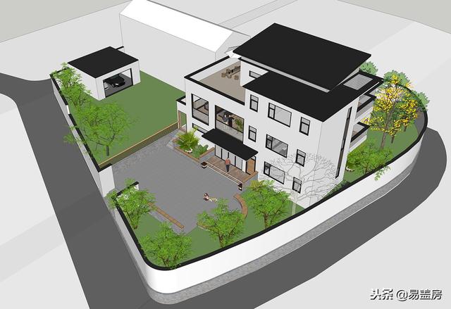 現(xiàn)代別墅設(shè)計(jì)圖，56萬帶車庫佛堂，開敞設(shè)計(jì)大氣十足，還有屋頂隔熱！