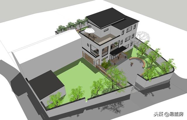 現(xiàn)代別墅設(shè)計(jì)圖，56萬帶車庫佛堂，開敞設(shè)計(jì)大氣十足，還有屋頂隔熱！