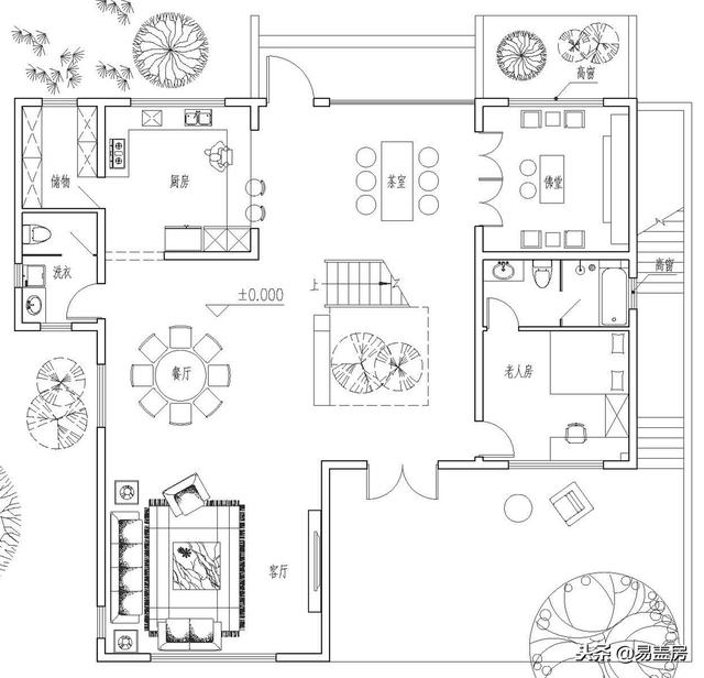 現(xiàn)代別墅設(shè)計(jì)圖，56萬帶車庫佛堂，開敞設(shè)計(jì)大氣十足，還有屋頂隔熱！