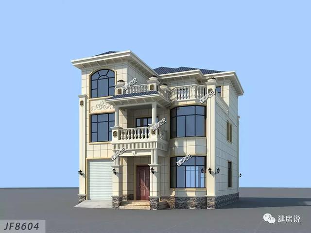 帶車庫的歐式別墅設(shè)計圖，123平34萬建，分分鐘秒殺商品房