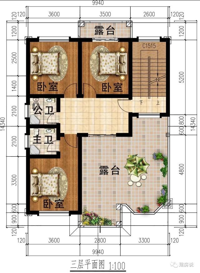 帶車庫的歐式別墅設(shè)計圖，123平34萬建，分分鐘秒殺商品房