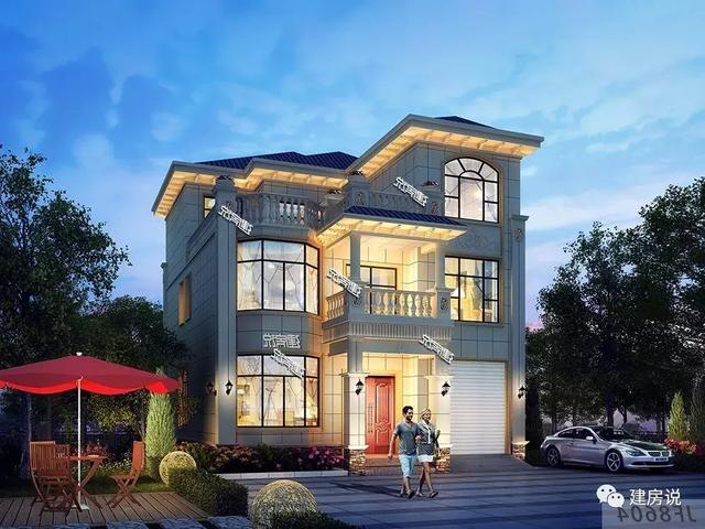 帶車庫的歐式別墅設(shè)計圖，123平34萬建，分分鐘秒殺商品房