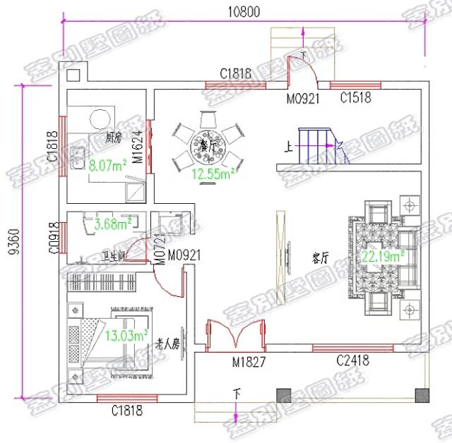11×9米20萬帶走廊+套間農村簡單實用二層自建房設計圖推薦
