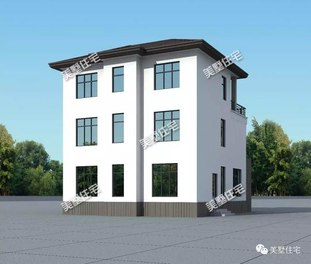 現(xiàn)代風(fēng)別墅設(shè)計(jì)圖又出新款，占地116平帶挑高客廳和茶室，廚房另建