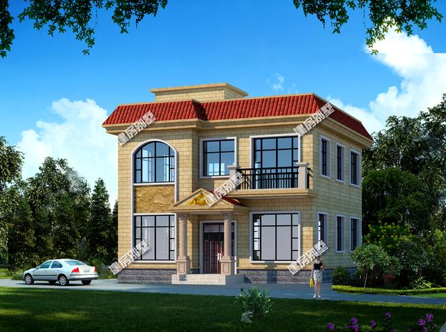 3款開間10米的農(nóng)村自建房設計圖推薦，第一棟平頂設計，主體不到20萬