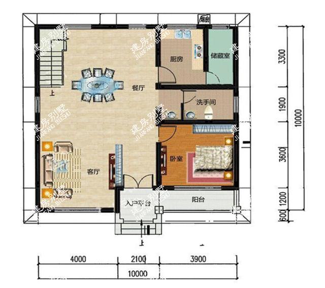 3款開間10米的農(nóng)村自建房設計圖推薦，第一棟平頂設計，主體不到20萬