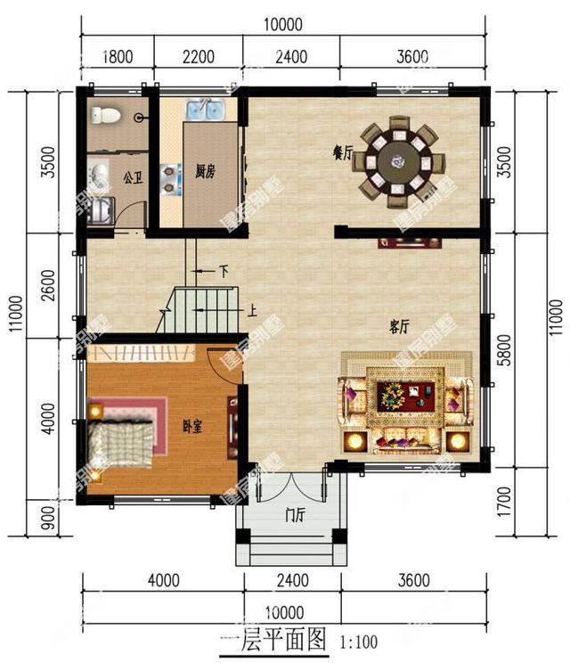 3款開間10米的農(nóng)村自建房設計圖推薦，第一棟平頂設計，主體不到20萬