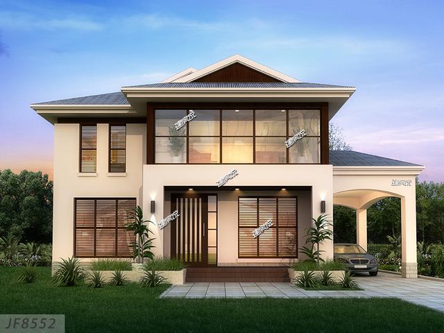 洋氣簡(jiǎn)約大氣的兩層別墅設(shè)計(jì)圖，外觀十分好看，讓人移不開(kāi)眼睛