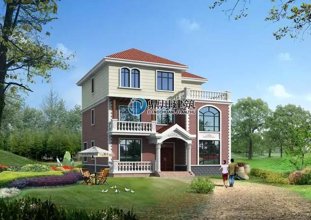 5款三層小別墅設計圖，農村房子這樣建夠大氣夠體面，復式客廳+大露臺