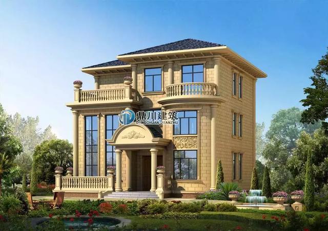 5款三層小別墅設計圖，農村房子這樣建夠大氣夠體面，復式客廳+大露臺