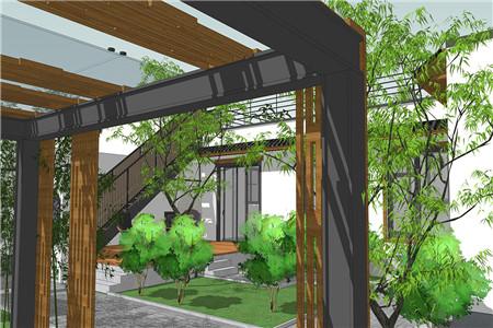 鄉(xiāng)村一層別墅設(shè)計圖，外觀小巧精致，透著中國傳統(tǒng)氣息