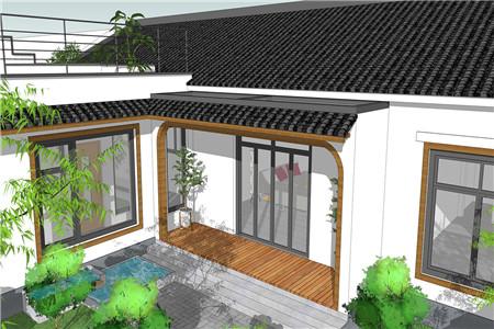 鄉(xiāng)村一層別墅設(shè)計圖，外觀小巧精致，透著中國傳統(tǒng)氣息