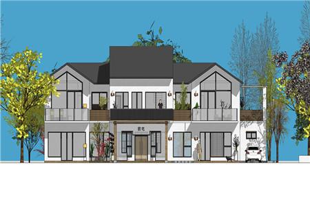 二層農(nóng)村自建別墅設(shè)計圖，整體外觀造型符合南方當(dāng)?shù)氐臍夂蛱攸c(diǎn)