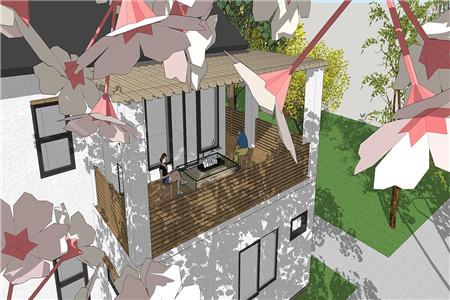 二層農(nóng)村自建別墅設(shè)計圖，整體外觀造型符合南方當(dāng)?shù)氐臍夂蛱攸c(diǎn)