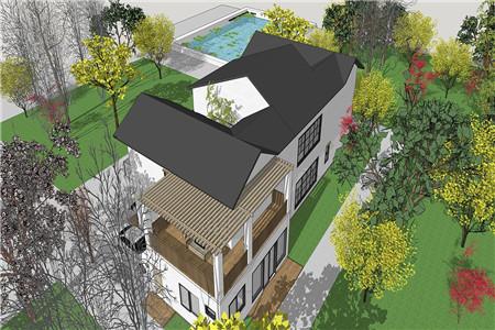 二層農(nóng)村自建別墅設(shè)計圖，整體外觀造型符合南方當(dāng)?shù)氐臍夂蛱攸c(diǎn)