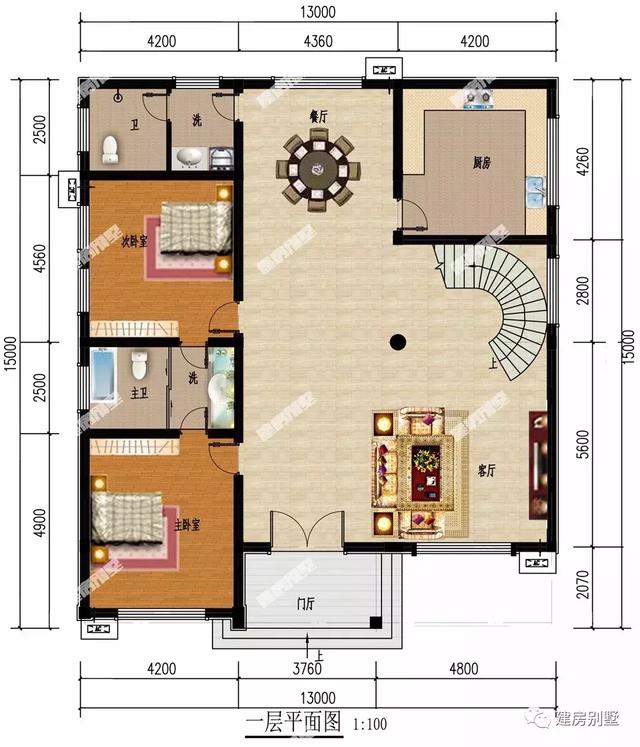 5棟風格不同的三層別墅設計圖，戶型南北通透