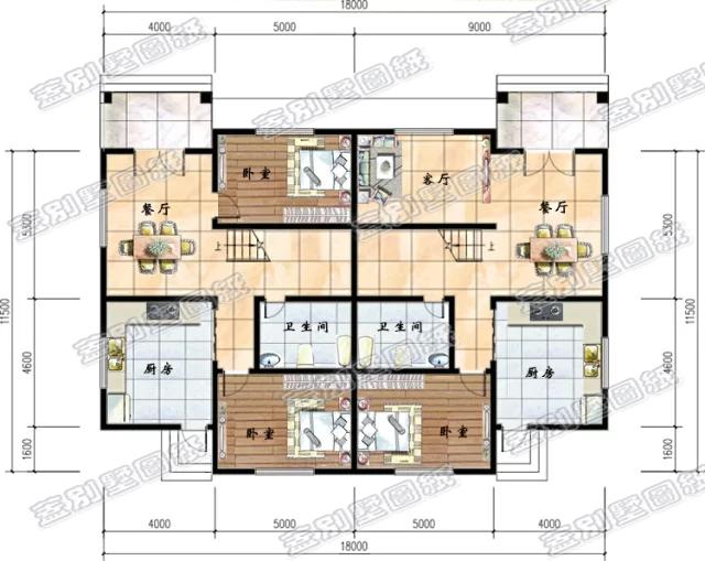 開間12米二層雙拼別墅全套施工效果圖，簡單實用，造價經(jīng)濟