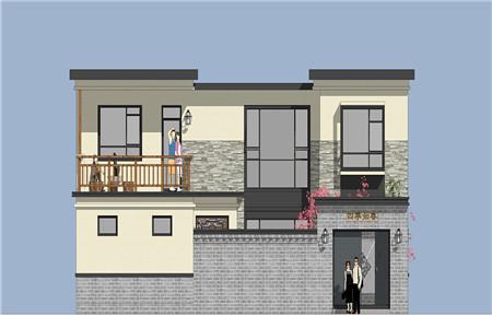 簡歐風格二層農村自建房設計圖，入戶就有一個大庭院，好生別致