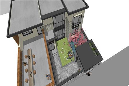簡歐風格二層農村自建房設計圖，入戶就有一個大庭院，好生別致