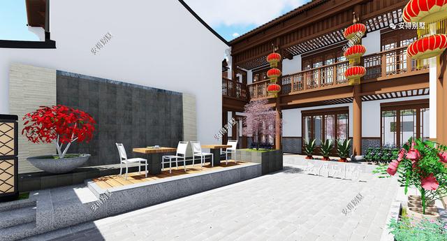 這款四合院別墅設計圖，占地面積不需要很大，小面積也可以建的精致合院別墅