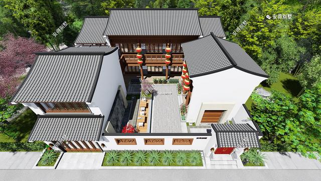 這款四合院別墅設計圖，占地面積不需要很大，小面積也可以建的精致合院別墅