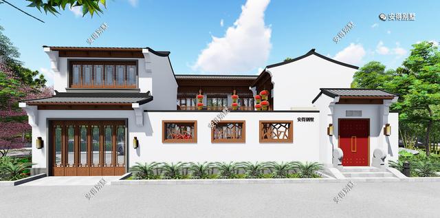 這款四合院別墅設計圖，占地面積不需要很大，小面積也可以建的精致合院別墅