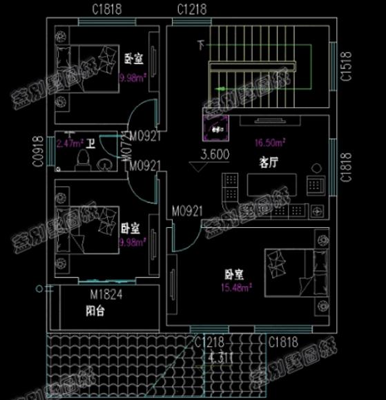二層造價20萬農(nóng)村小別墅全套設(shè)計施工圖，采光透氣，符合農(nóng)村建房需求