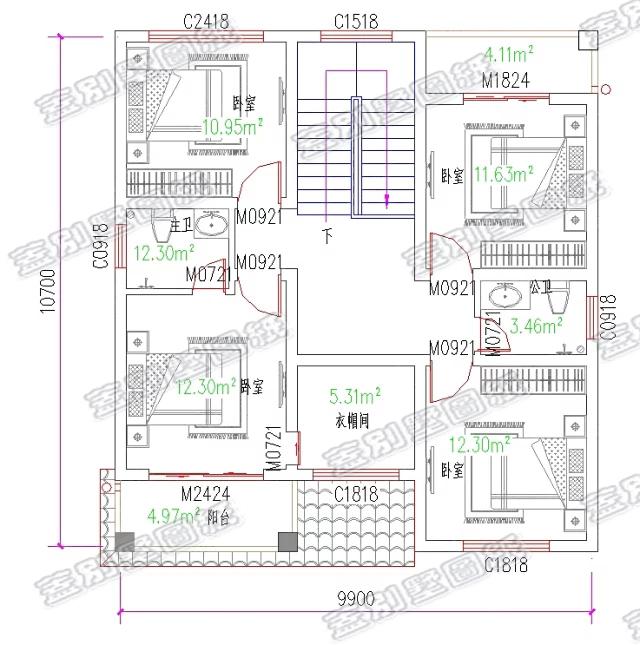 簡(jiǎn)歐二層農(nóng)村小別墅設(shè)計(jì)圖，占地100平米左右