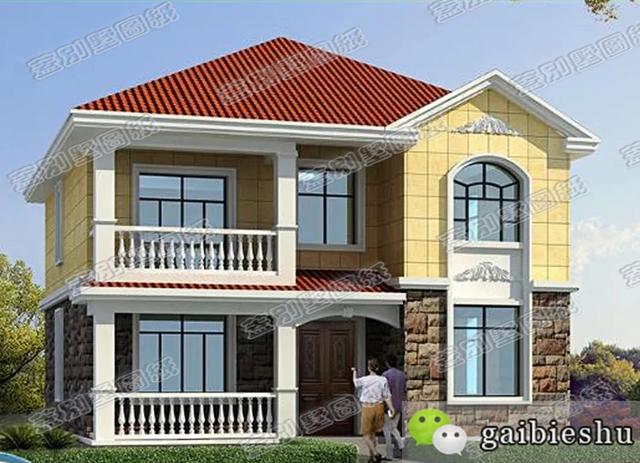 簡(jiǎn)歐二層農(nóng)村小別墅設(shè)計(jì)圖，占地100平米左右