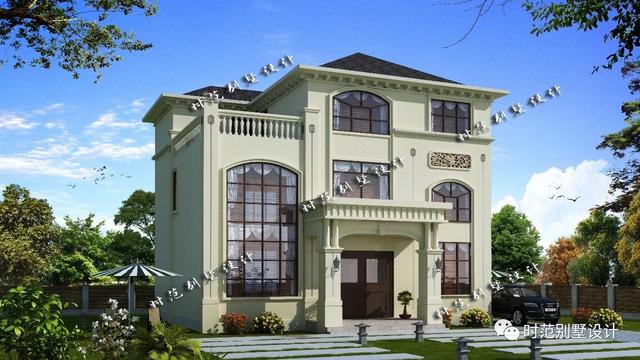 開間13米的復(fù)式三層鄉(xiāng)村別墅設(shè)計圖，7臥6衛(wèi)，建在老家很風(fēng)光