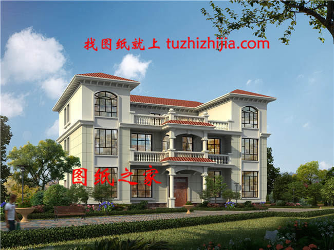 堂屋共用的三層雙拼別墅設計圖，總占地面積245平米